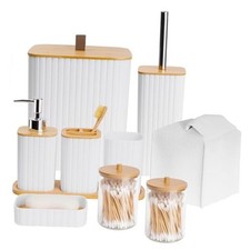 Bathroom Accessory Set - 10 Piece Bathroom Sets Complete with Trash Can, White