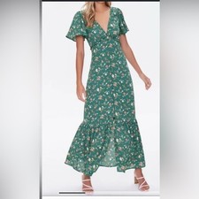 Forever 21 Floral open back Teal Maxi Dress