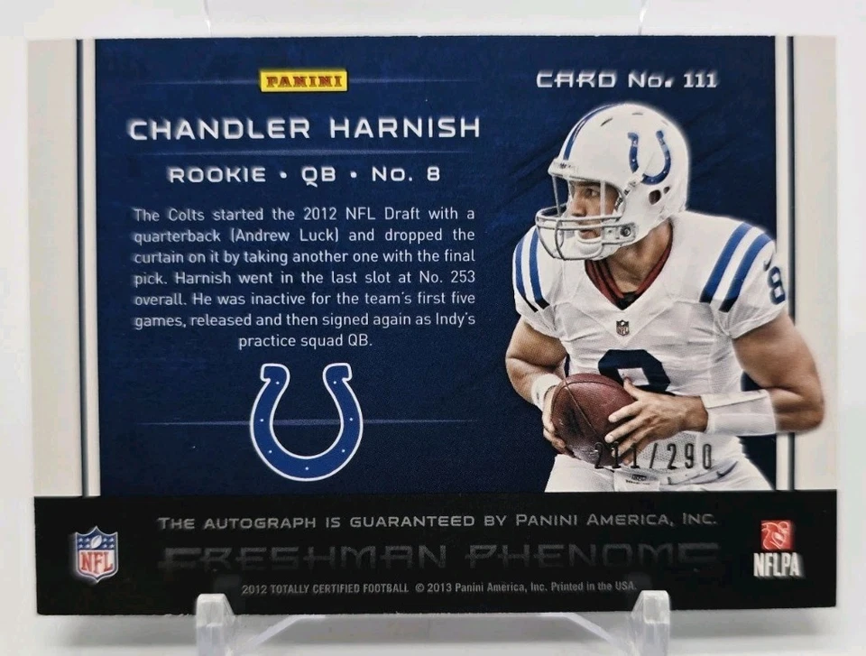 2012 Totally Certified CHANDLER HARNISH Freshman Phenoms Platinum Red Auto /290 - Image 4 of 4
