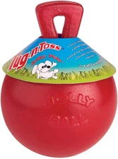 Tug-N-Toss Heavy Duty Dog Toy Ball with Handle, 8 Inches/Large, Red (408 RD)