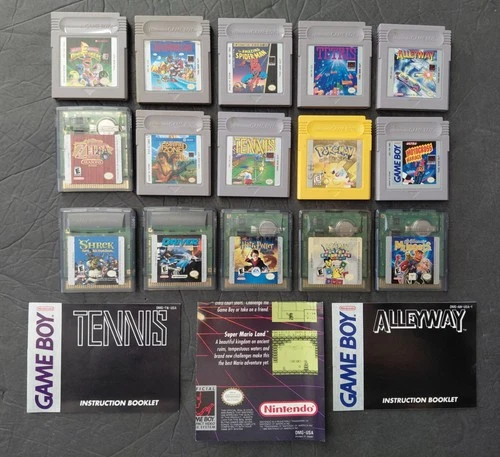 Nintendo GAMEBOY & COLOR 15 Game LOT Mario Pokémon YELLOW Zelda Oracle Tetris