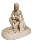 VAN BRIGGLE POTTERY LARGE GIRL WITH GOOSE FLOWER FROG....SIGNED & MINT!