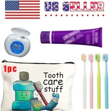 1-Pack Canvas Zipper Pouch Cosmetic Bag & Pen Holder for Daily Use