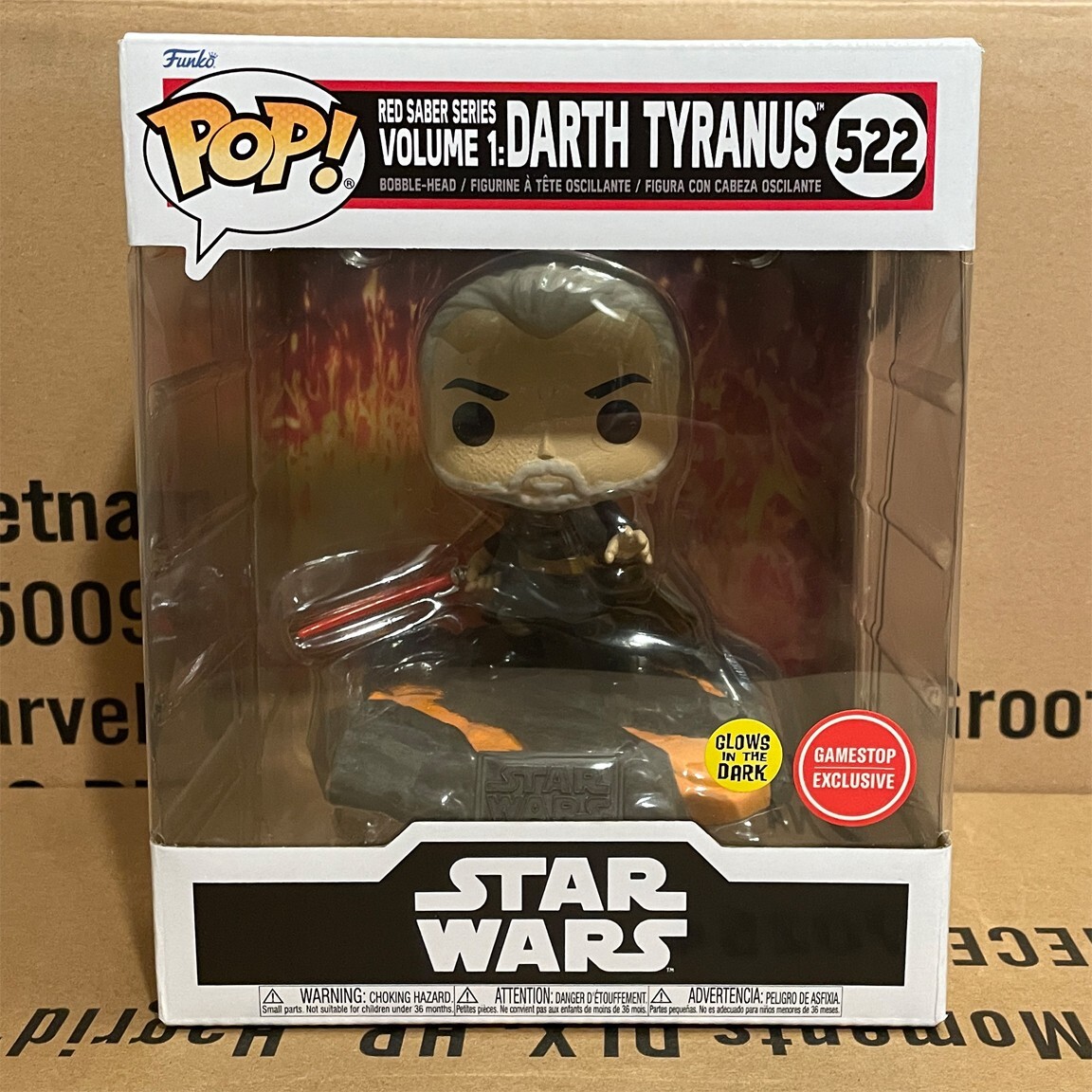 FUNKO Pop Star Wars Red Saber Series Darth Tyranus 522 GITD