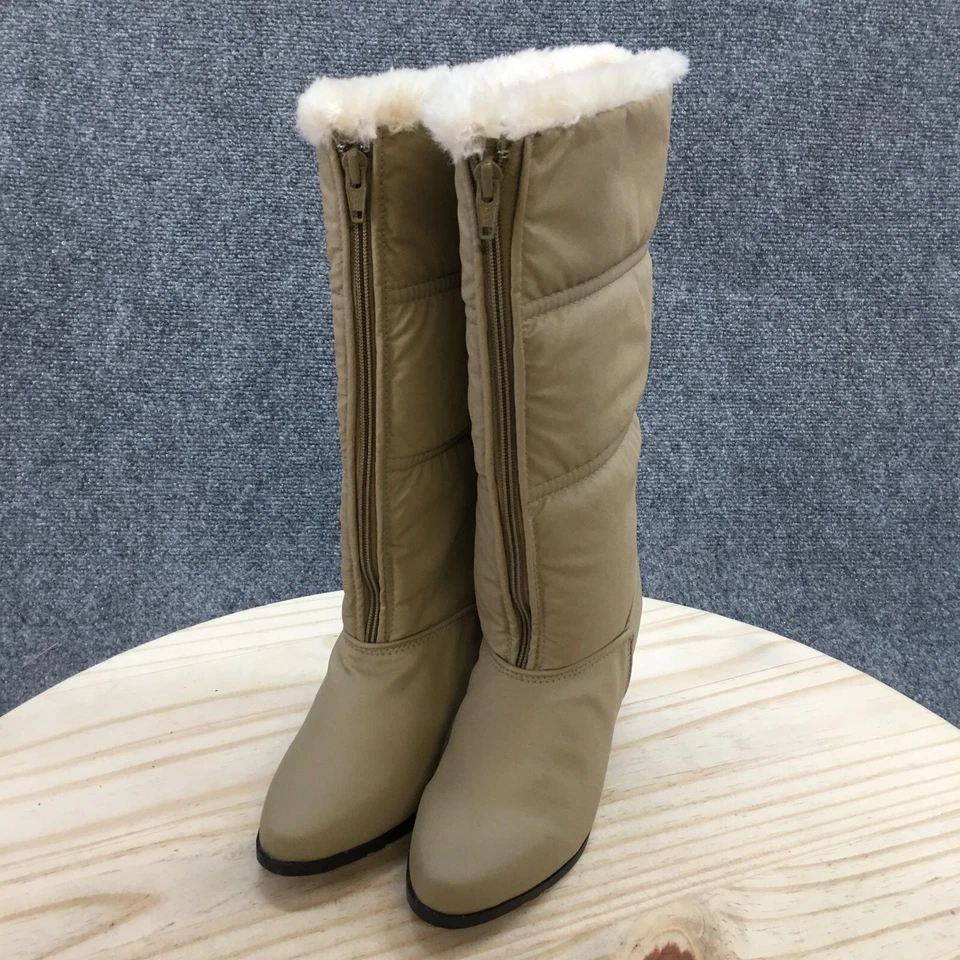 Botas de nieve Danelle para mujer 5 M Yukon repelentes al agua beige piel forrada tacón Foto 3 de 4