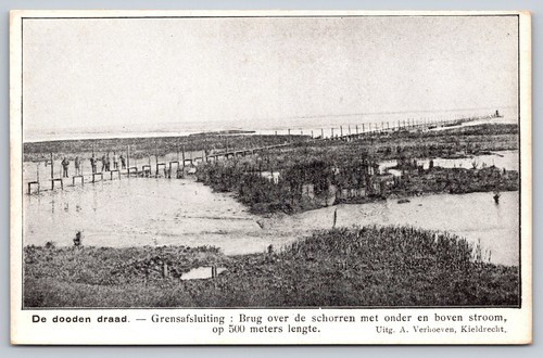 Cartolina - Belgio De Dooden Draad la recinzione di confine con fiume Olanda 1N - Foto 1 di 2