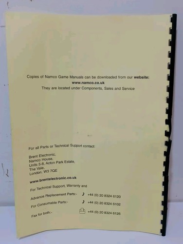 Namco TEKKEN 5 OPERATORS MANUAL Part : 90500153 - Imagen 2 de 3