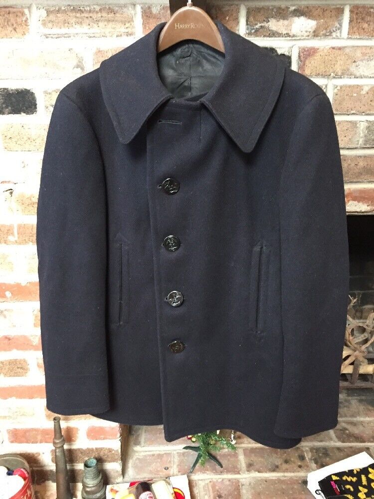 EXCELLENT COND VINTAGE WW2 10 BUTTONS U.S. NAVY PEA COAT ARMY
