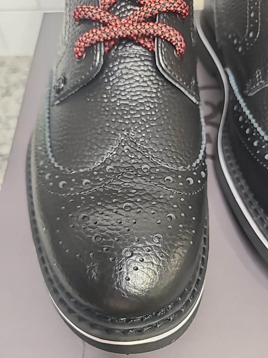 G/FORE Mens Gallivanter Onyx Pebble Leather Wingtip Golf Boots G4MA23EF05 10.5 G/FORE Gallivanter Wingtip Golf Boots Mens Size 9 Onyx  main image 4