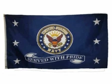US Navy Served With Pride Flag 3x5 ft USN Vet Veteran Retired United States Navy