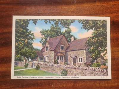 Vintage Postkarte Rose Cottage, Cotswols Group, Greenfield Village, Dearborn USA