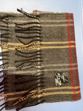 Cejon Plaid Fringe Italian Winter Scarf Charcoal Gray Check new without tags B17