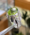 Natural Peridot Gemstone With 925 Sterling Silver Ring Men's Ring Men's Jewelry