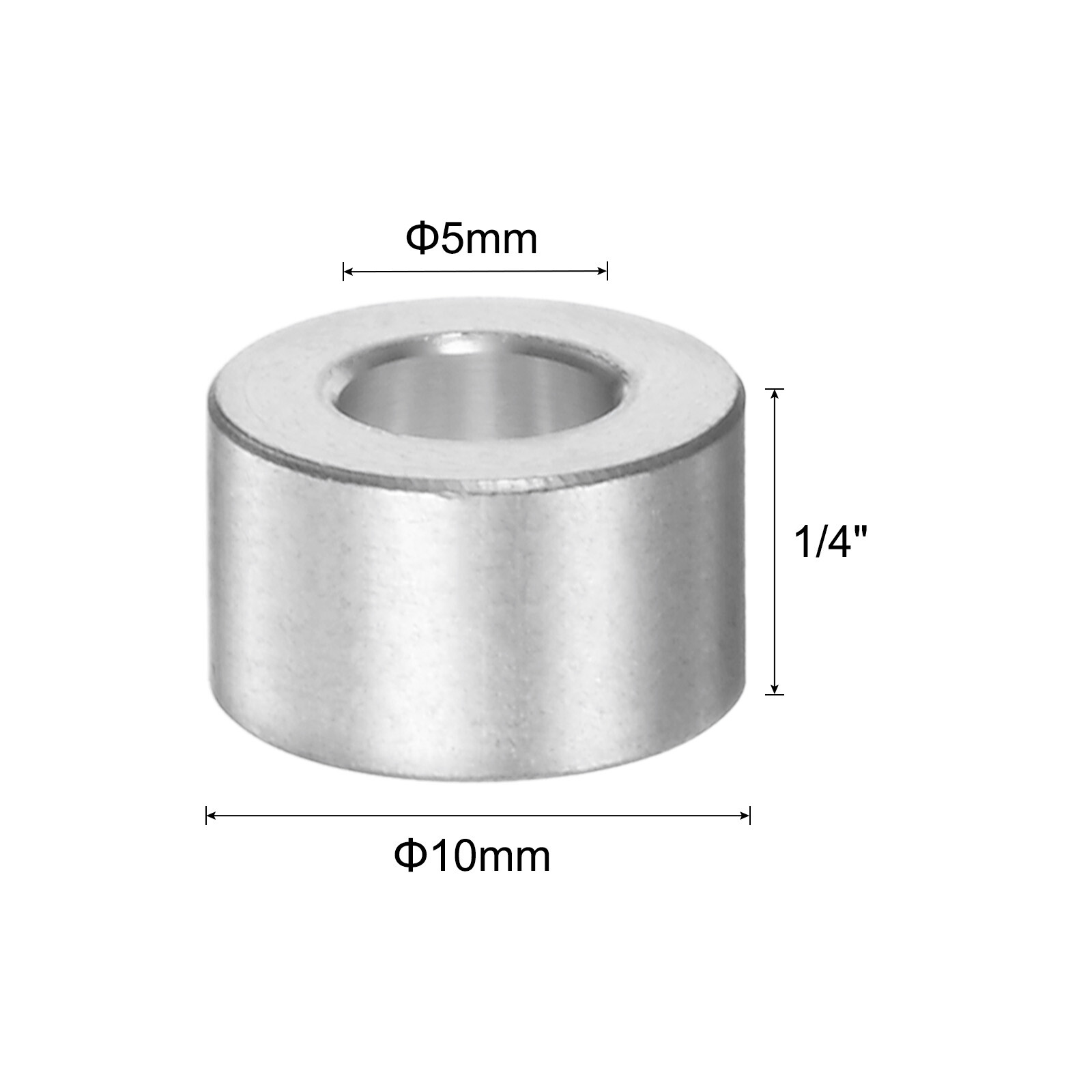 20pcs Aluminum Spacer 5mm Bore 10mm OD, 1/4" Length Screw Standoff