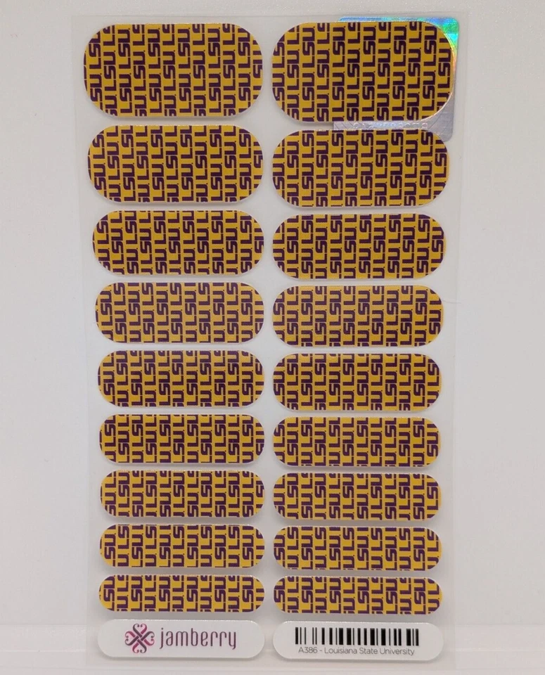 Hoja completa envoltura de uñas Jamberry - Louisiana State University LSU College Sports Foto 2 de 2