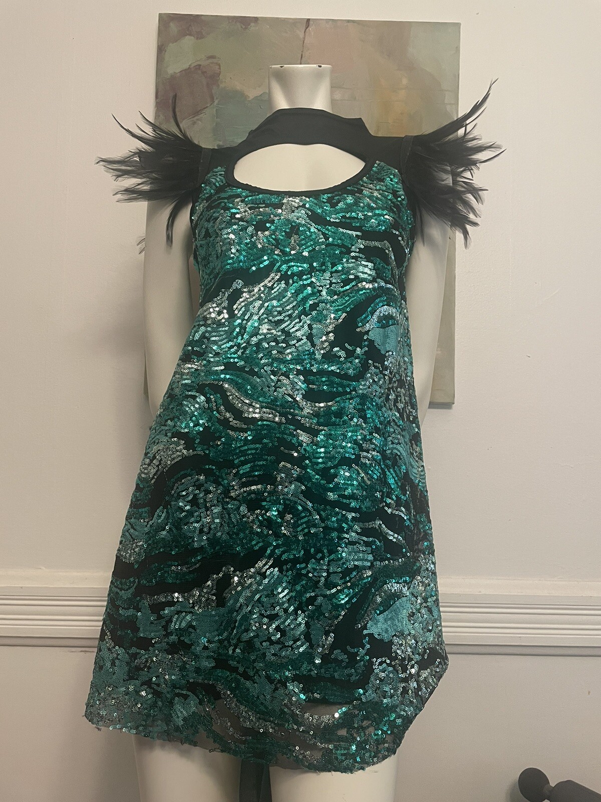 Dance Costume Jazz Tap Halloween Leotard Feathers Seq… Gem