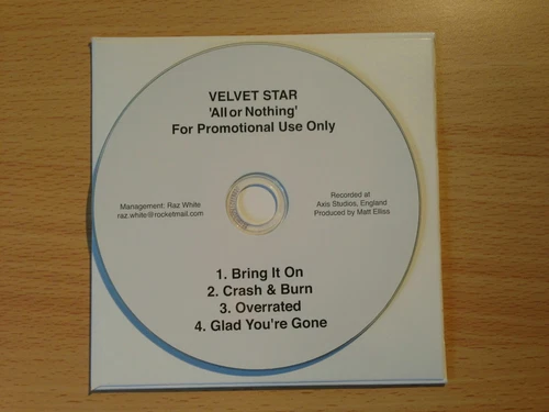 VELVET STAR ~'All Or Nothing'~Rare UK PROMO ONLY CD-r ACETATE 2012~HARD ROCK~NEW