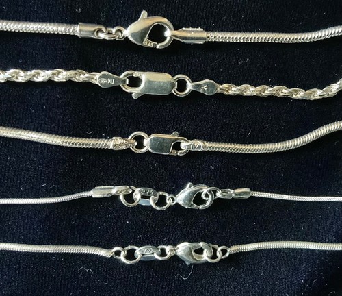 Set bestehend aus 5 Ketten 18 Zoll massiv 0,925 Sterlingsilber jeweils mit fossilem Ammonit Anhänger D - Bild 15 von 16