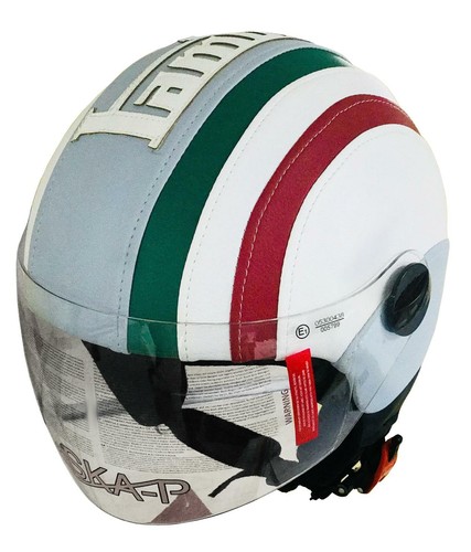 Casco Lambretta con tricolore laterale e visiera retta Taglia S | eBay
