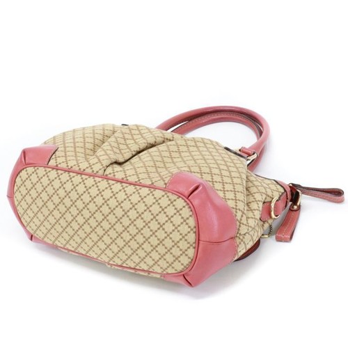 GUCCI Shoulder Hand Bag 247902 Diamante Sukey Leather Canvas Pink Beige - Picture 3 of 10