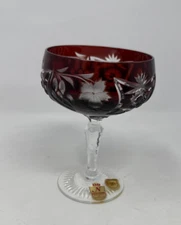 Nachtmann AJKA Bohemian Red Crystal Champagne Compote Coupe Glass