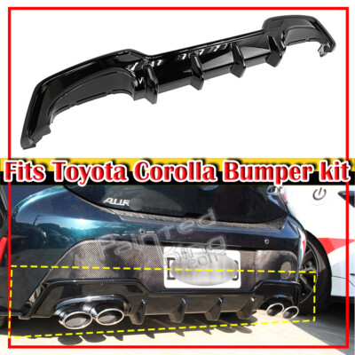 PAINT BLACK Fit For Toyota Corolla Auris E210 5D Bumper Exhaust Diffuser Bodykit