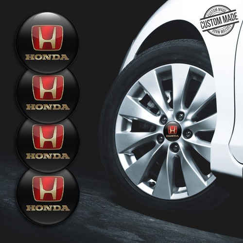 4x Honda Wheel stickers Hubcaps 3D Center Cap Logo Badge Wheel Trims Rims Decal - Picture 9 of 27