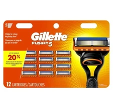GILLETTE FUSION 5 12-PACK CARTRIDGES WITH PRECISION TRIMMER (NEW SEALED PACKAGE)