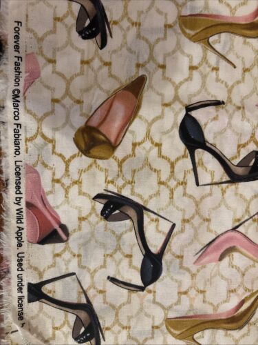 Marco Fabiano Forever Fashion Pink/Black/Gold High Heel Shoes-Premium Cotton-1y - Picture 2 of 3