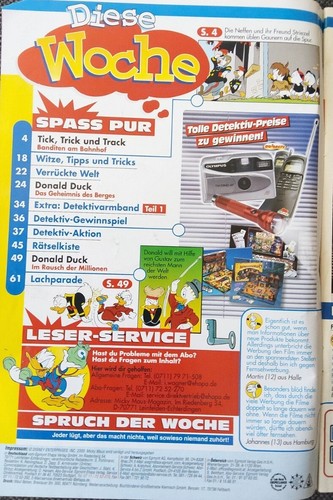 Walt Disneys Micky Maus Nr. 11 9.3.2000 (ehapa) Tick, Trick & Track Zustand: 3 - Picture 3 of 14