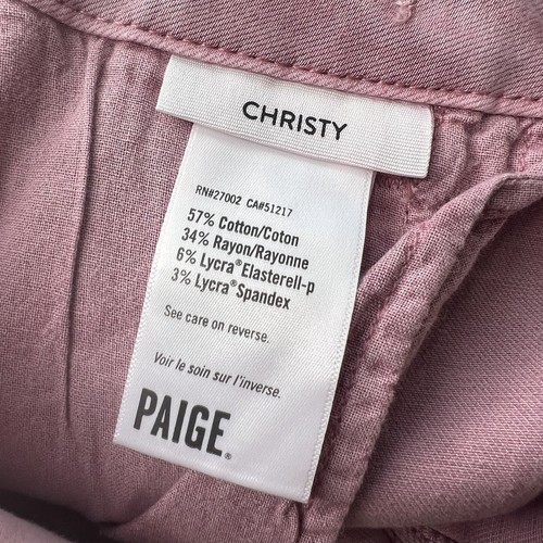 PAIGE Christy Vintage Garden Rose Pink Denim High Rise Cargo Jeans Sz 30 NWT - Picture 12 of 13