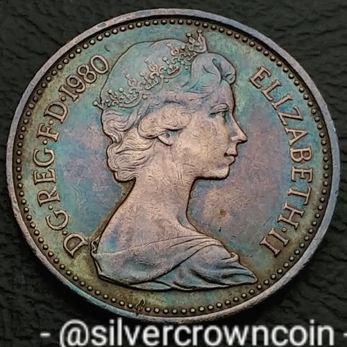 UK Great Britain 1 New Penny 1980. KM#915. One Cent coin. Elizabeth ll. Dark Pat - Picture 2 of 7