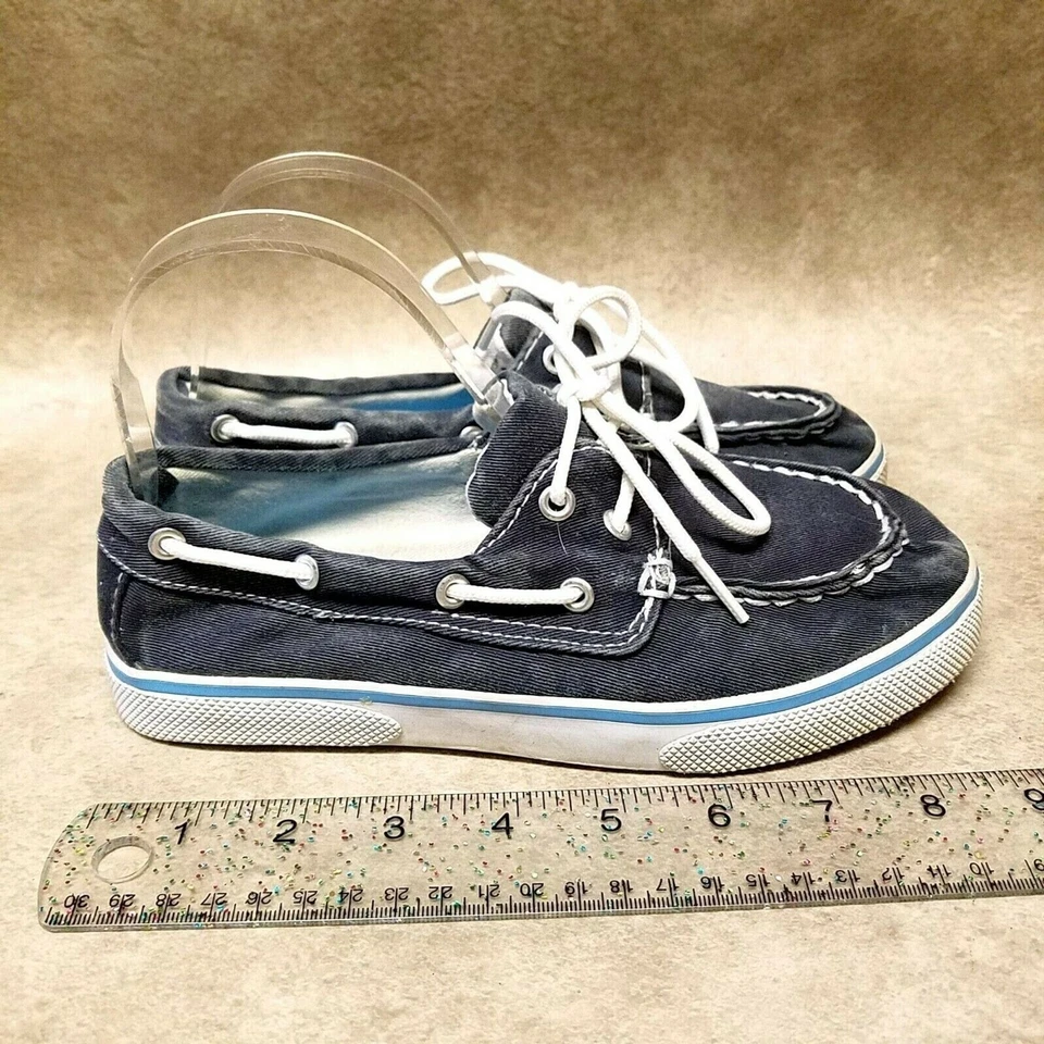 Zapatos mocasines sin cordones OP Big Boys talla 3 de tela azul Foto 4 de 4