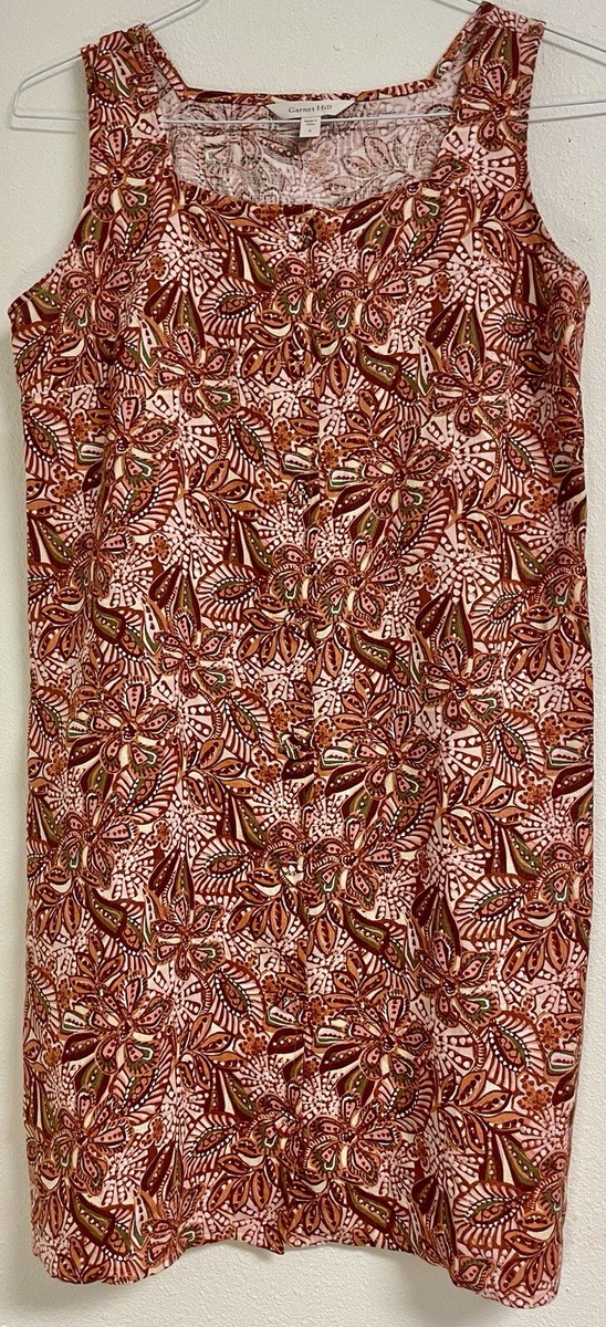 garnet hill fall dresses New Nwt GARNET HILL Fall Hibiscus Midi Orange Xl Dress