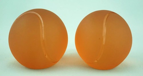 La Murrina Pair paperweights Murano glass sandblasted orange Tennis balls 1900 - Picture 15 of 24