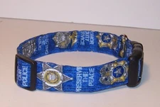 Wet Nose Designs Protect & Serve Police Dept Badge Dog Collar Hero Sheriff Blue