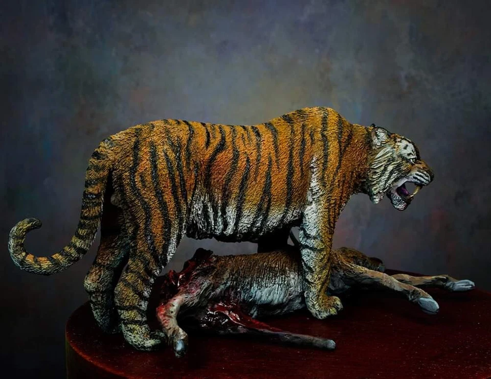 CIXMODELS 1:20/90mm CixM9008 ANIMAL SIBERIAN TIGER WITH PREY (no 75mm 54mm) - Immagine 3 di 4
