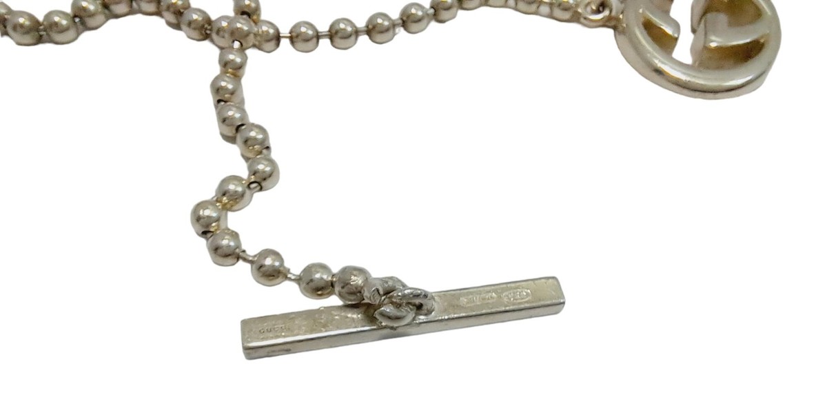Gucci★素敵!Interlocking G Silver Necklace Ball Chain Authentic Gucci Necklace Silver GG Interlocking G Silver 925