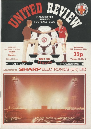 MANCHESTER UNITED MAN UTD v BURNLEY LEAGUE CUP 1984/85 MIT TOKEN + TOKENBLATT