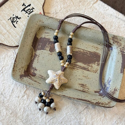 Colorful Beads Ethnic Style Necklace Ceramic Bohemian Style Necklace Gift - Picture 12 of 16