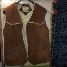pioneer wear Suede Leather cowboy Vest w/ Wool interior Sz 42