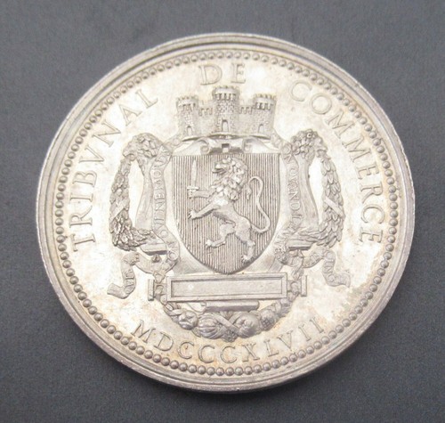 FRANCE-1847 -SEATED JUSTICE -REARING LION- RARE -SUPERB SILVER JETON