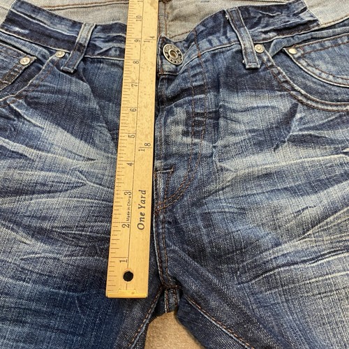 Vintage GUESS Falcon Slim Boot Cut Y2K Herrenjeans 34 x 33 blau Whiskered Faded Hipster - Bild 10 von 14