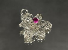 Ciondolo sovietico vintage URSS argento sterling rubino donna gioielli 1950