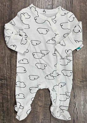 Baby Girl Clothes New Mighty Goods Preemie White Black Clouds Footed Outfit