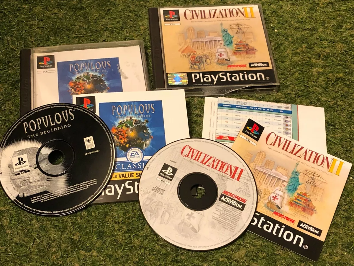 2x PAL PS1 PLAYSTATION 1 PSone GAMES CIVILIZATION II POPULOUS