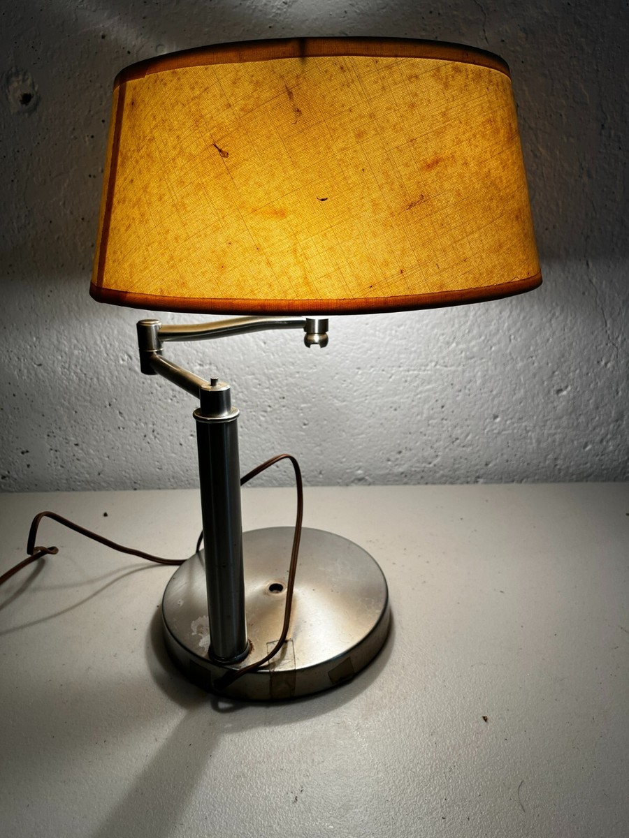 Vintage MCM Swing Arm Table Metal Chrome Lamp Walter Von Nessen