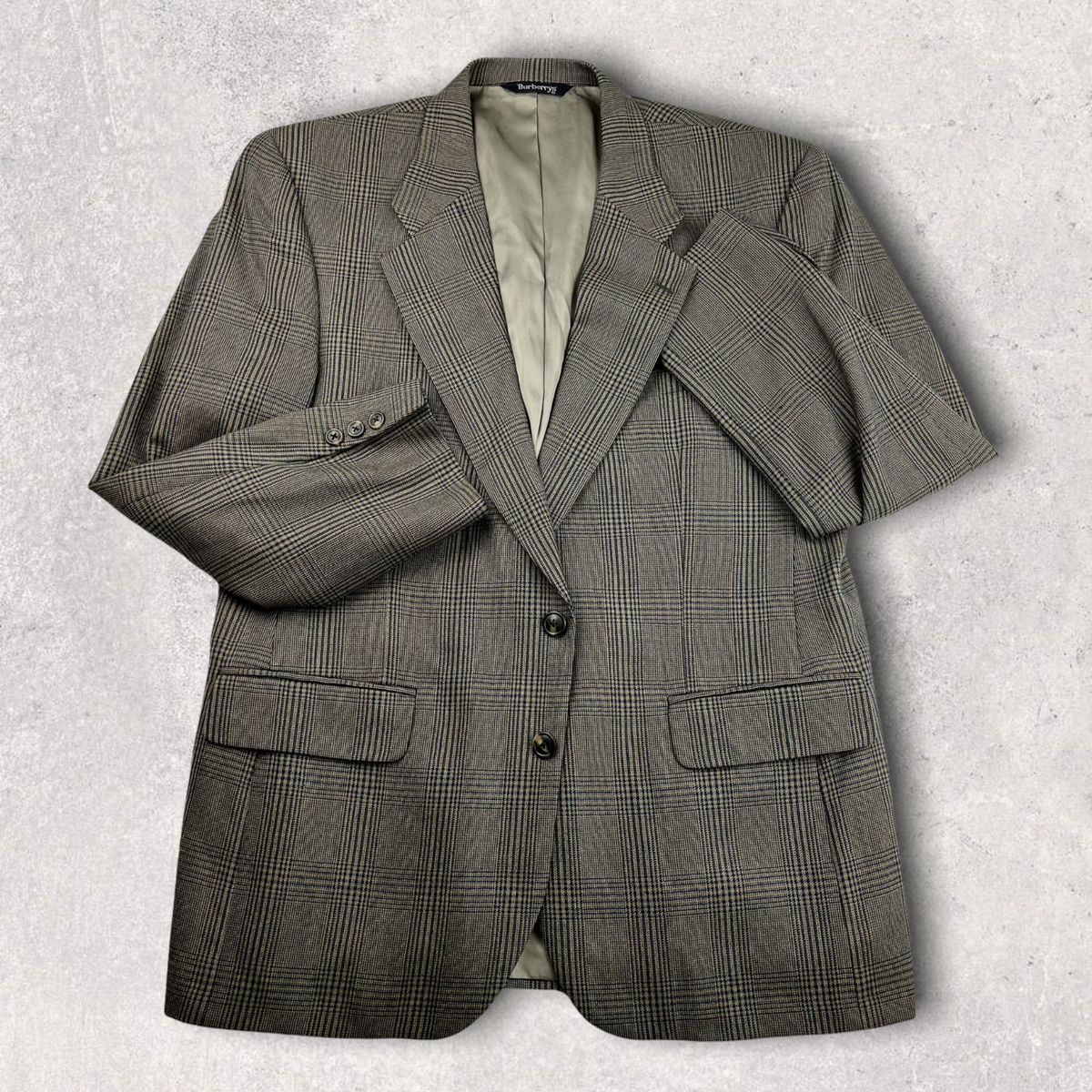 Vintage Burberrys Sport Jacket Prorsum Gray Brown Overcheck Wool Blazer Men  42R