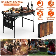 Heavy Duty Portable Camping Table Outdoor Folding Wooden Table with Carry Handle