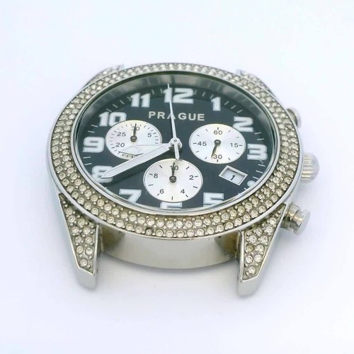 Prague Chronograph Date 41 mm Swiss Rhonda 13 Jewel Quartz Stainless Steel Watch - Video 1 of 1
